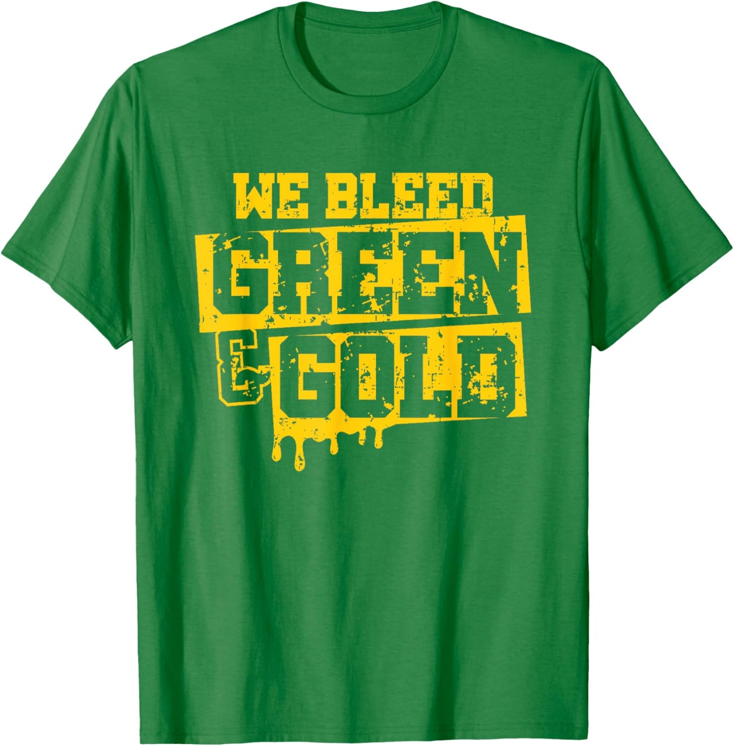 We Bleed Green & Gold Game Day Group School Football Sports T-Shirt - T-Shirt | Irish Green