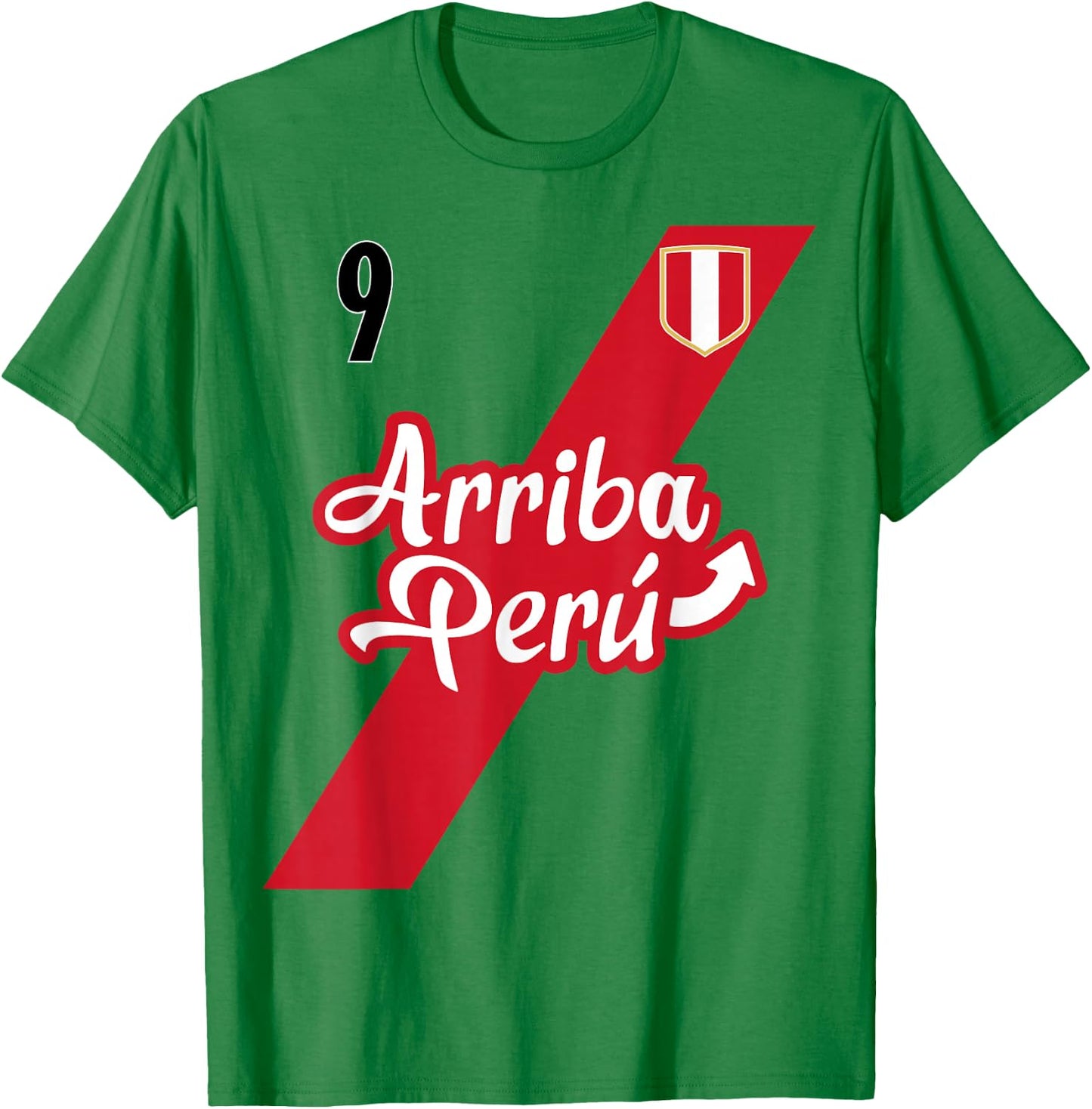 Retro Arriba Peru Soccer Jersey 9 Peruvian Futbol Gift T-Shirt - T-Shirt | Irish Green