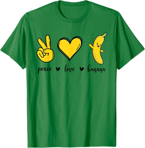 Peace Love Bananas, Fresh Banana Gift Fruit Lover Vegan T-Shirt - T-Shirt | Irish Green