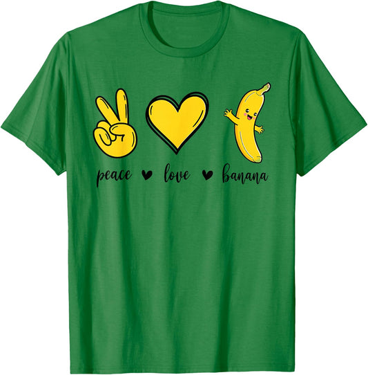 Peace Love Bananas, Fresh Banana Gift Fruit Lover Vegan T-Shirt - T-Shirt | Irish Green