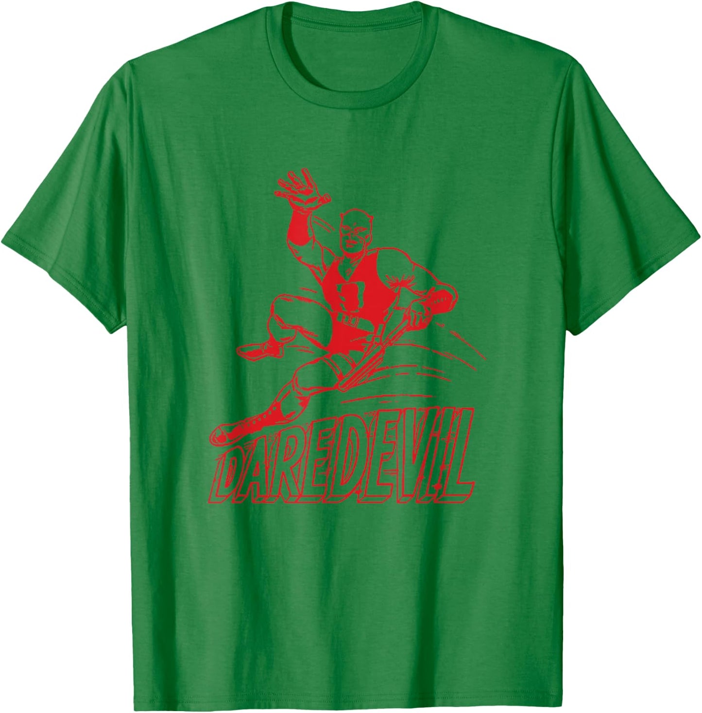 Marvel Comics Retro Classic Daredevil Vintage Suit Outline T-Shirt - T-Shirt | Irish Green