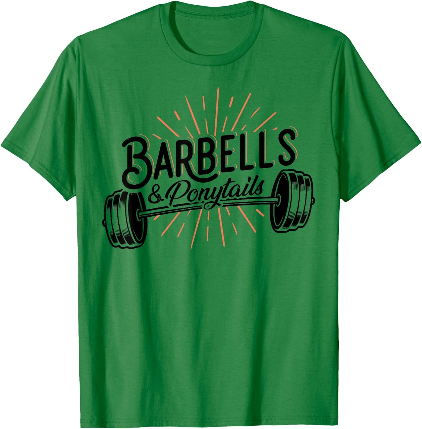 Barbells And Ponytails - Motivational Fitness Women Gym T-Shirt - T-Shirt | Irish Green