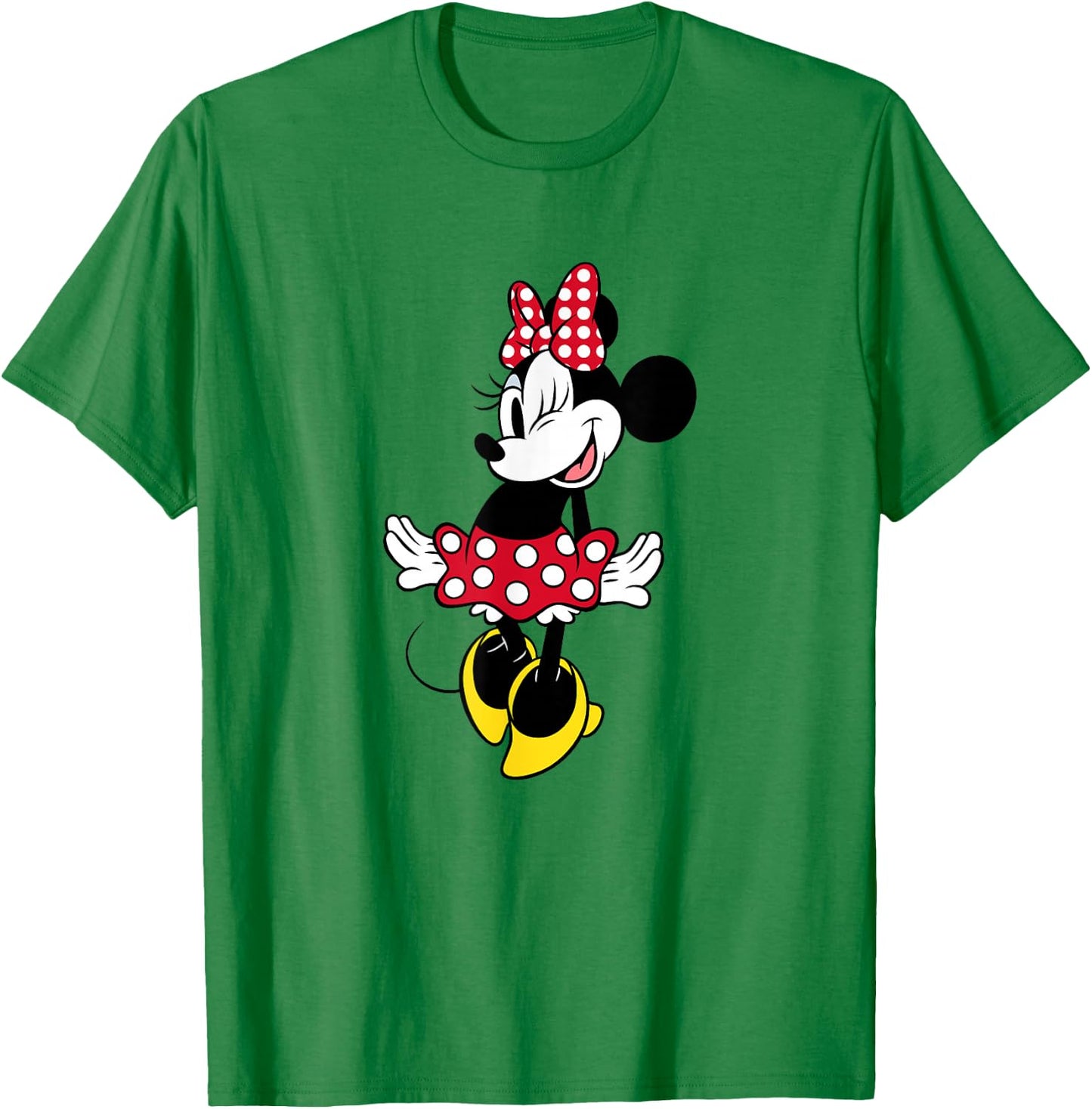 Disney Minnie Mouse Vintage Sweetie Red Polka Dot Wink Face T-Shirt - T-Shirt | Irish Green