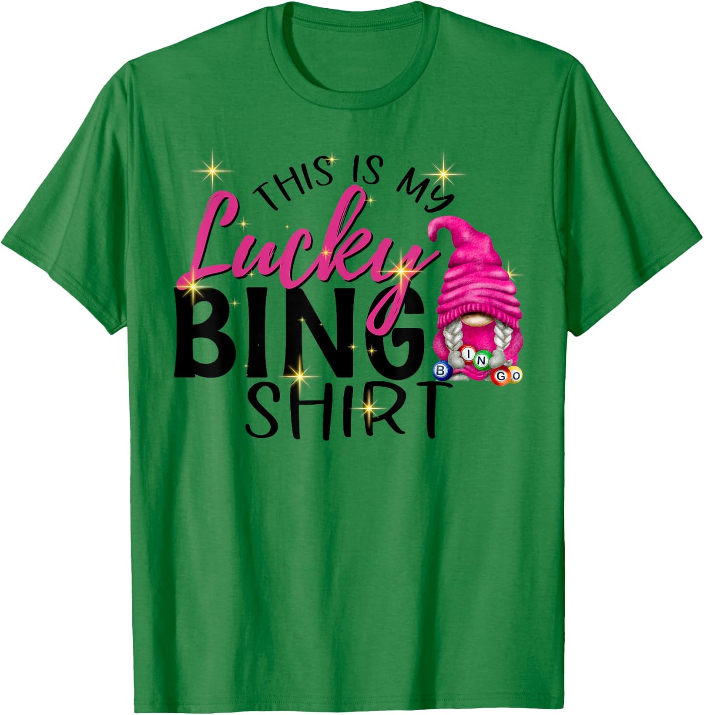 This is My Lucky Bingo Funny Bingo Lover Gnome T-Shirt - T-Shirt | Irish Green