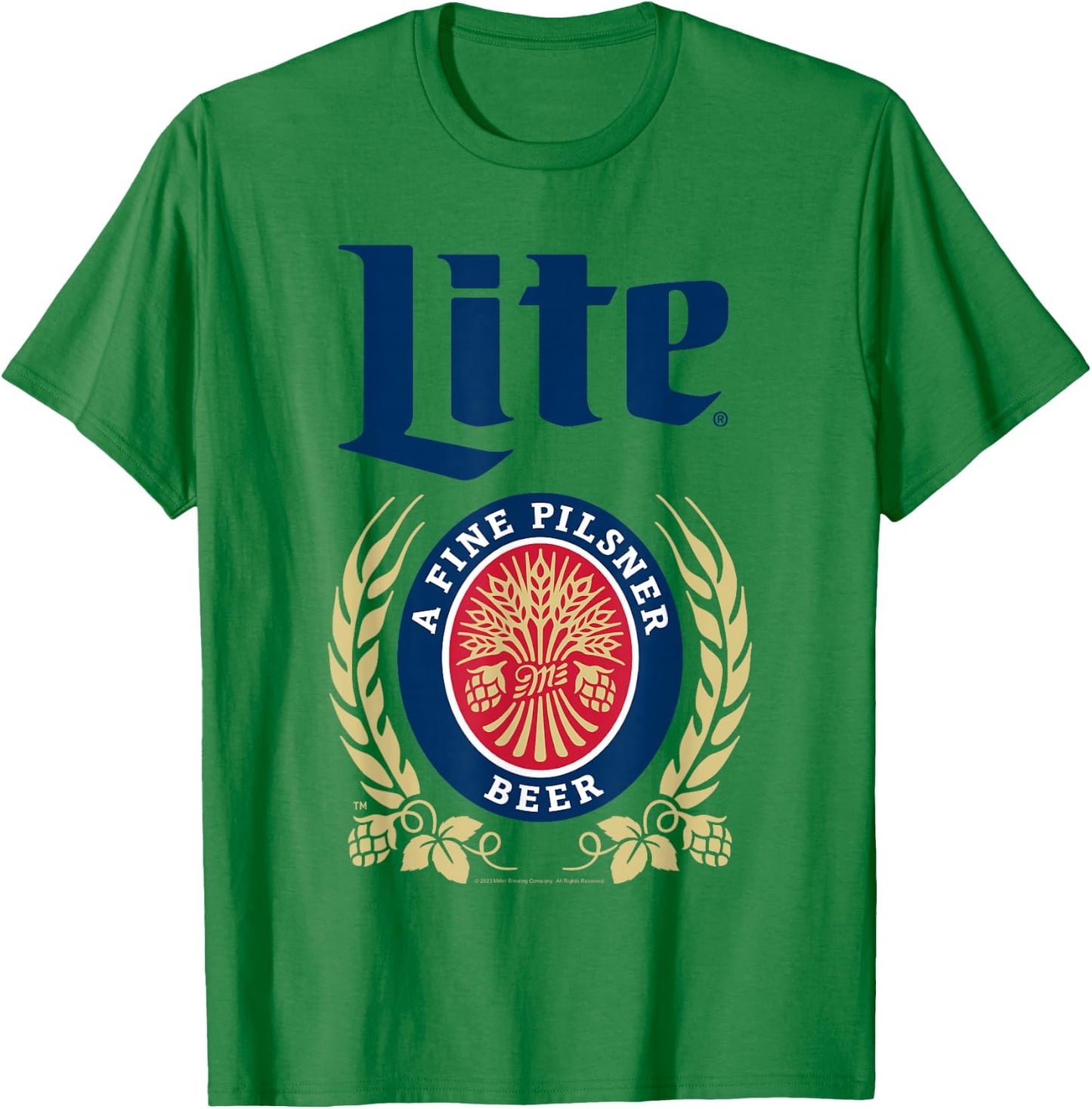 Coors Brewing Company Miller Lite A Fine Pilsner Beer Logo T-Shirt - T-Shirt | Irish Green