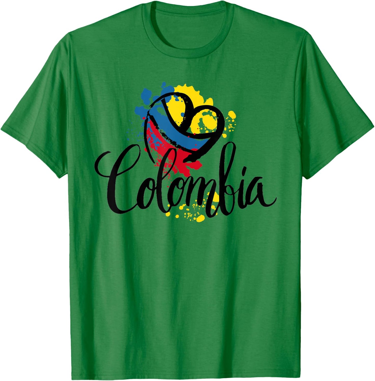 Beautiful I Love Colombia National Flag Colors Heart T-Shirt - T-Shirt | Irish Green
