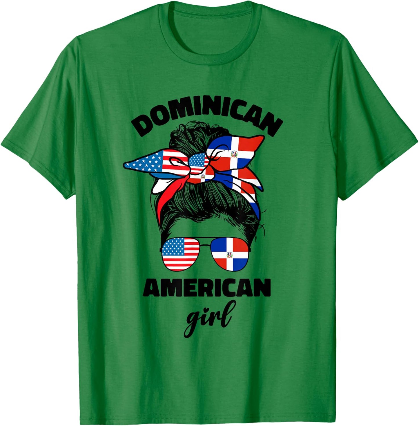 Half Dominican American Dominicana Republic Flag Girl Women T-Shirt - T-Shirt | Irish Green