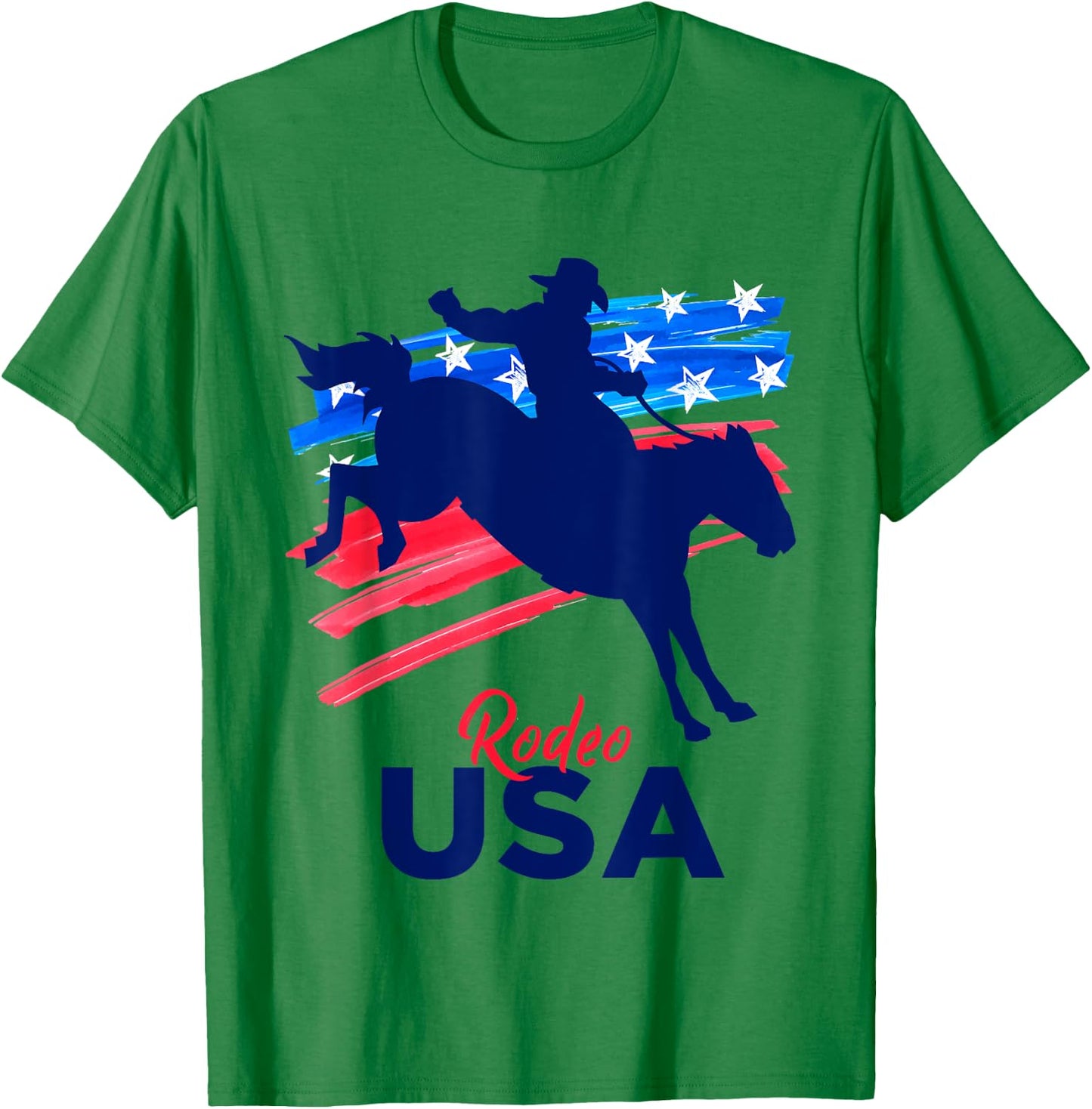 Rodeo Support the Team Rodeo Cowboy Rider Horse USA Flag T-Shirt - T-Shirt | Irish Green