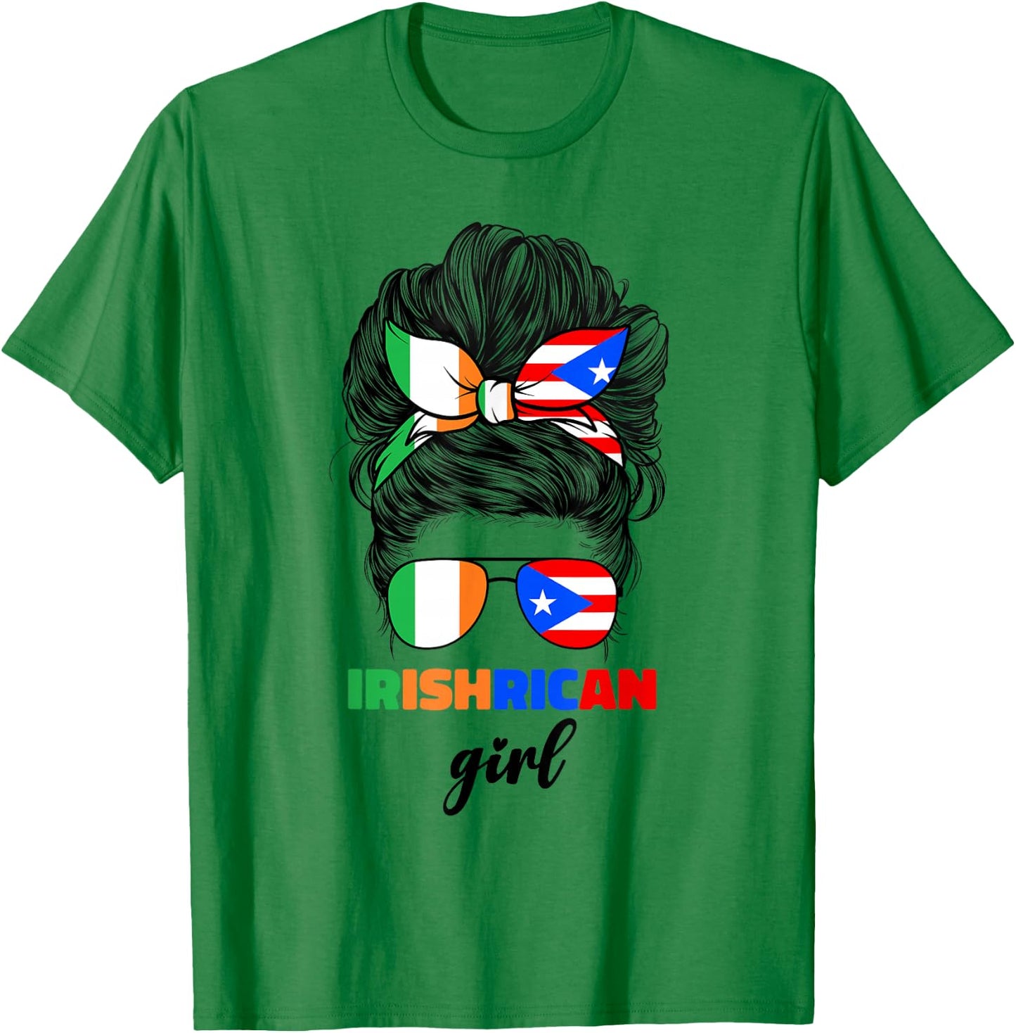 Half Irish And Puerto Rican Rico Ireland Flag Girl T-Shirt - T-Shirt | Irish Green