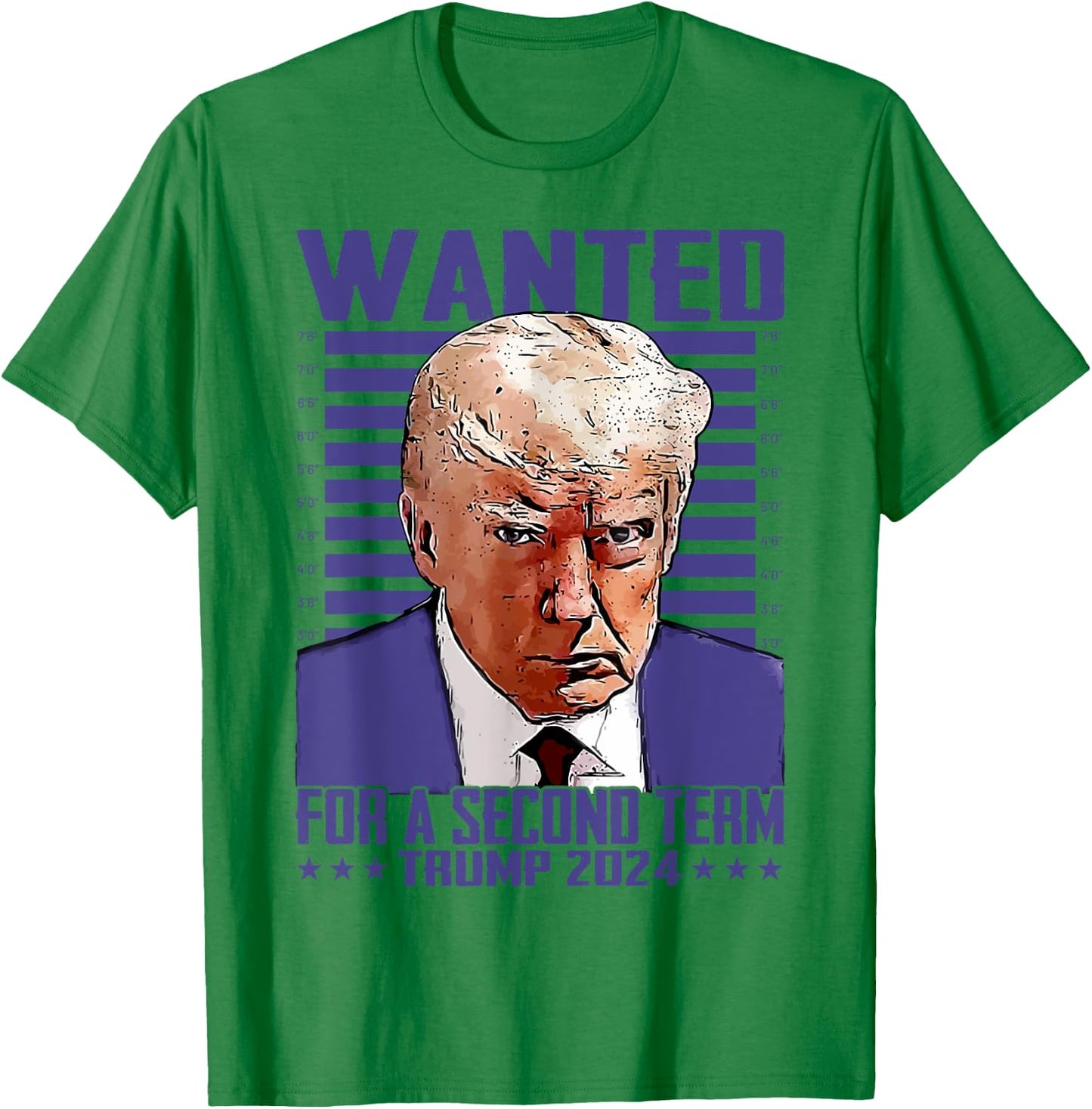 Trump Wanted For A Second Term Donald Trump 2024 President T-Shirt - T-Shirt | Irish Green