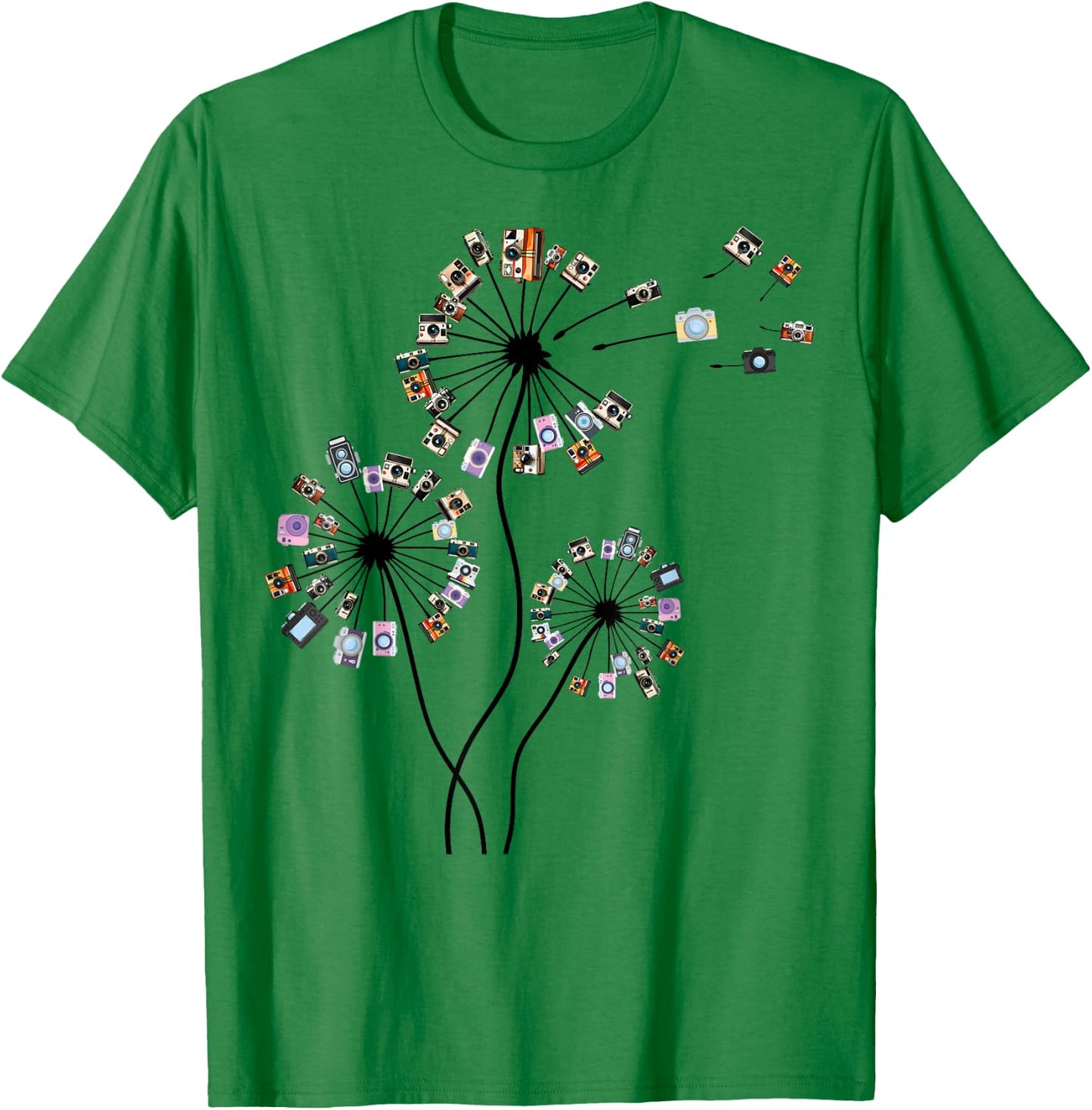 Photographer Vintage Camera Dandelion Graphic Photography T-Shirt - T-Shirt | Irish Green
