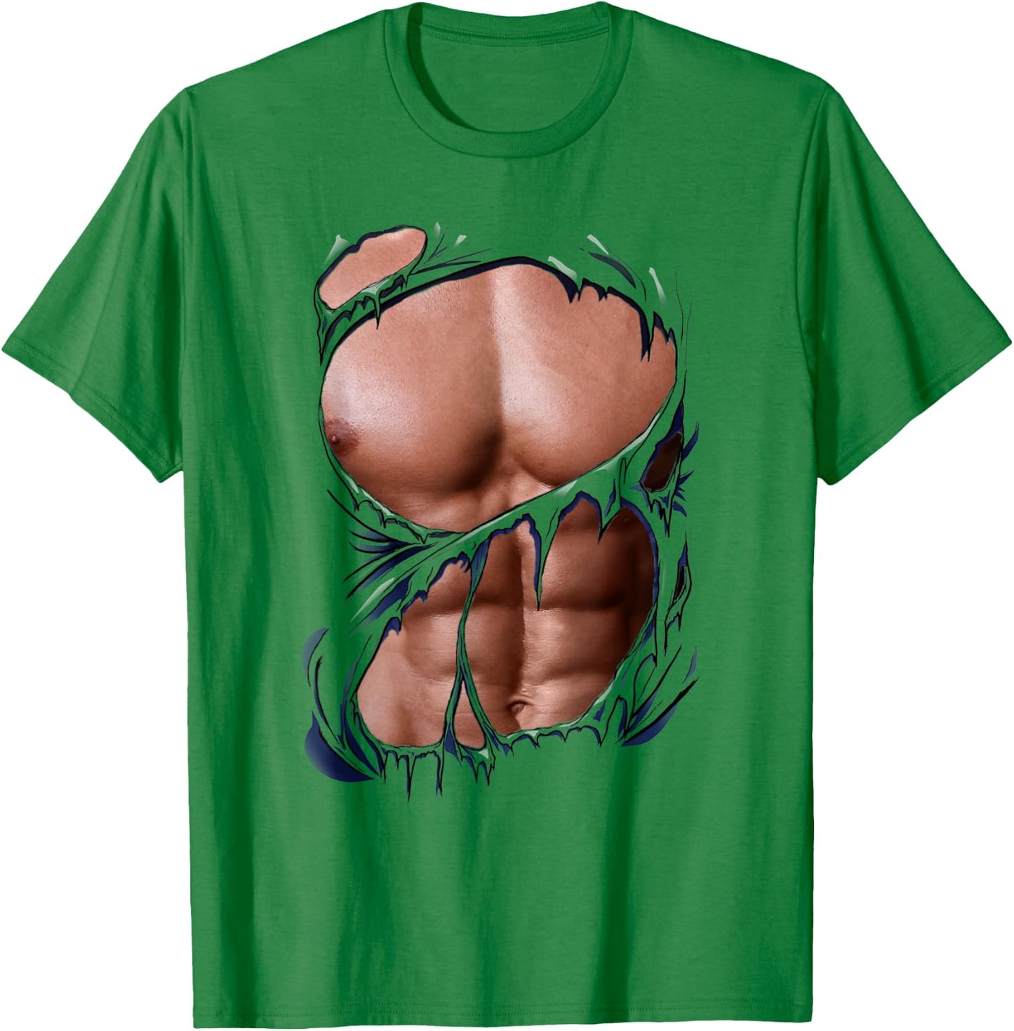 Fake Muscles Ripped Torn Chest Six Pack Abs Fitness Model T-Shirt - T-Shirt | Irish Green