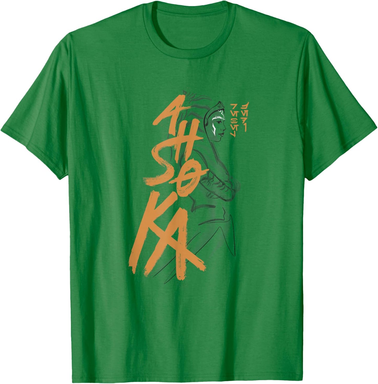 Star Wars: Ahsoka Outline Paint Brush Strokes Portrait T-Shirt - T-Shirt | Irish Green