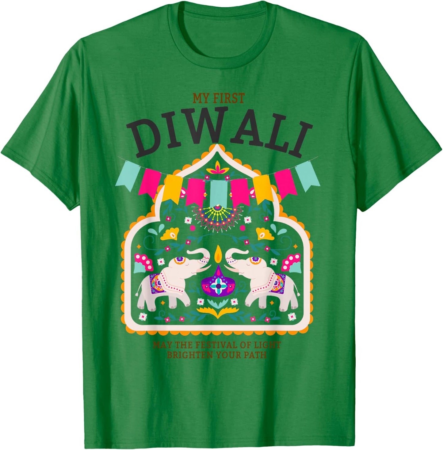 My First Diwali Festival Outfit Idea for Kids & Diwali T-Shirt - T-Shirt | Irish Green