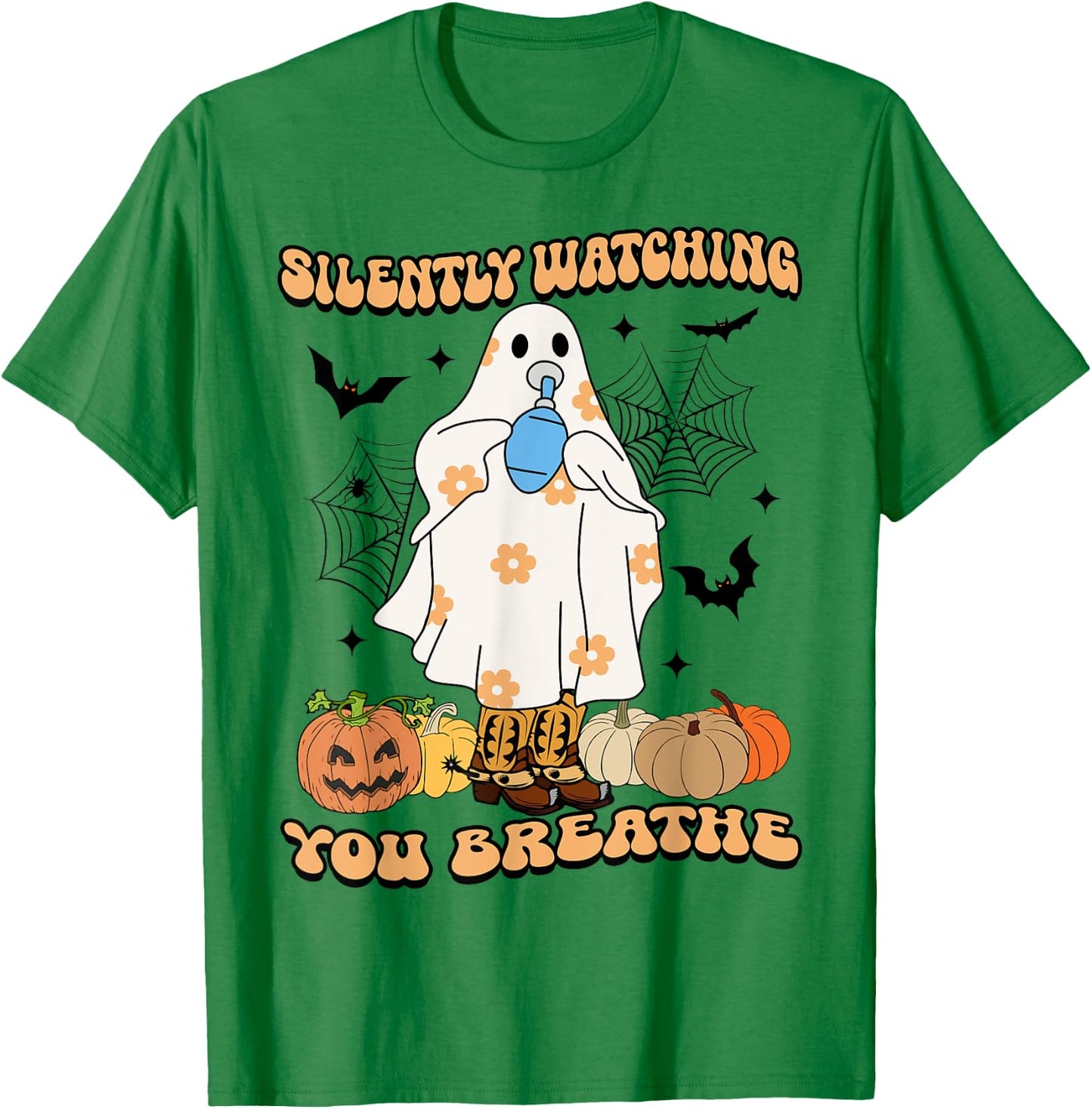 Respiratory Therapist Ghost, Silently Watching You Breathe T-Shirt - T-Shirt | Irish Green