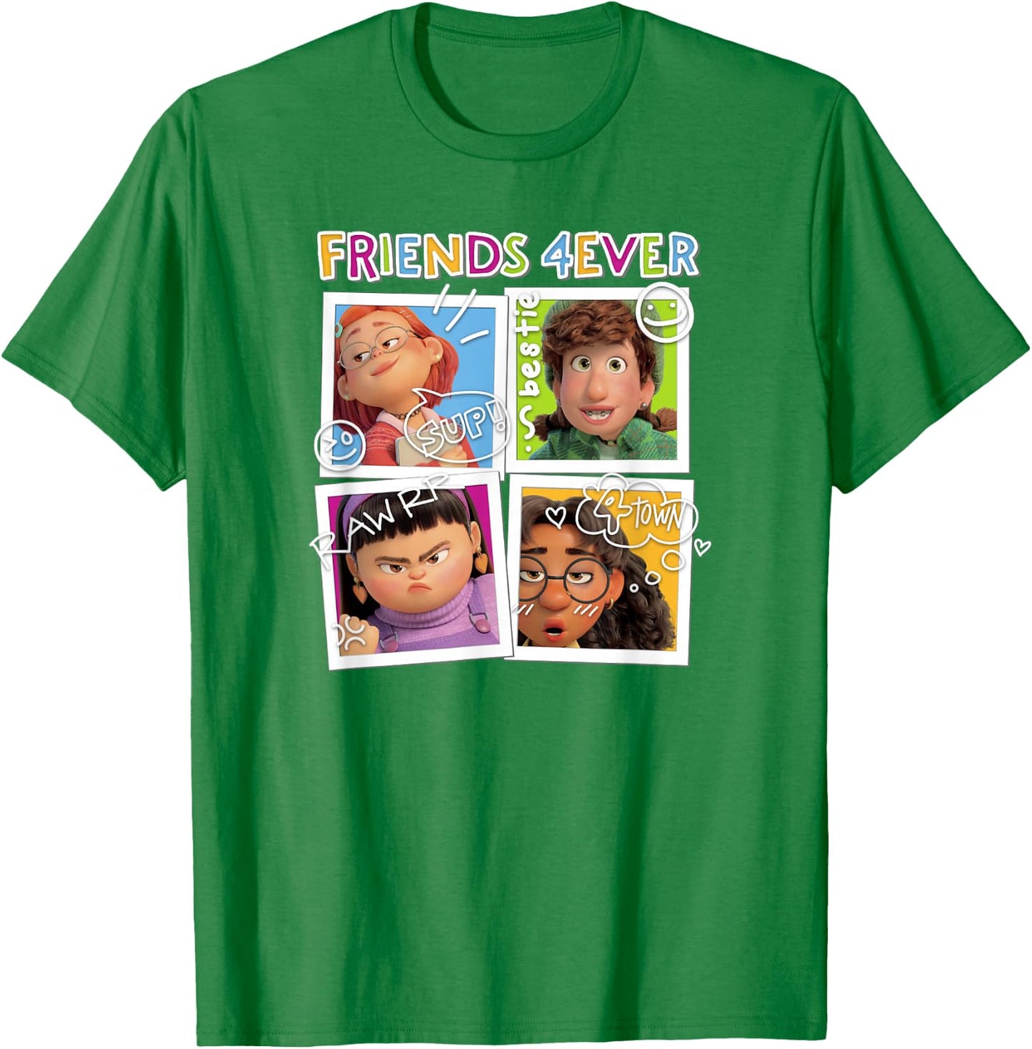 Disney Pixar Turning Red Group Shot Friends Forever T-Shirt - T-Shirt | Irish Green