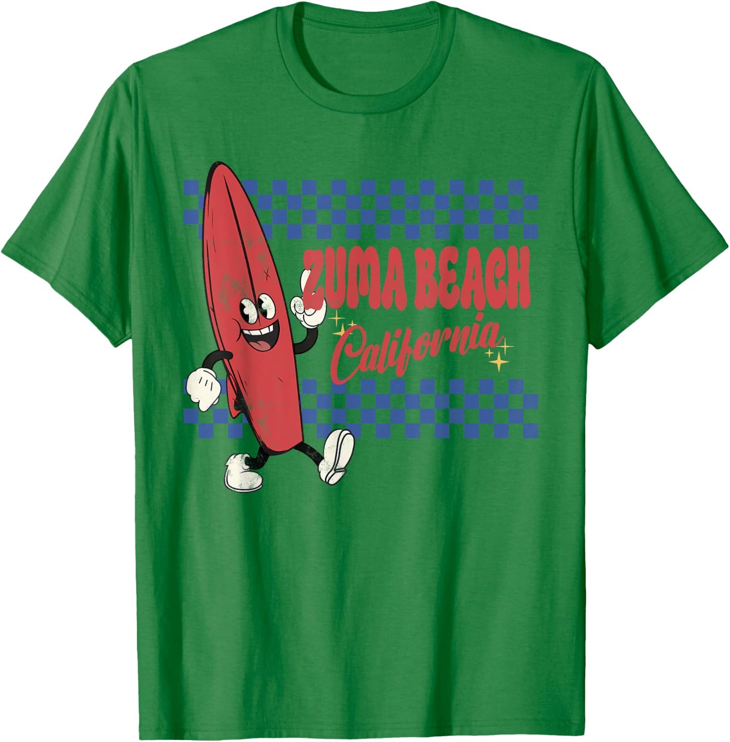 Zuma Beach California Retro Surfer Vintage Beach Men Women T-Shirt - T-Shirt | Irish Green
