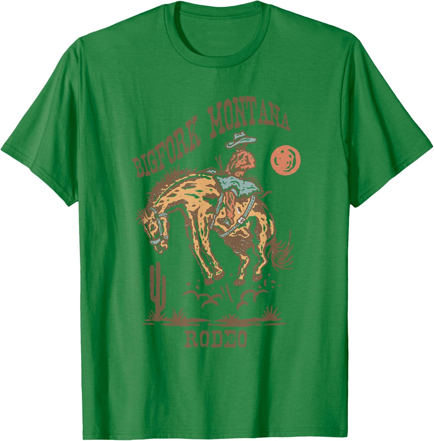 Bigfork Montana Rodeo | Vintage Cowgirl T-Shirt - T-Shirt | Irish Green