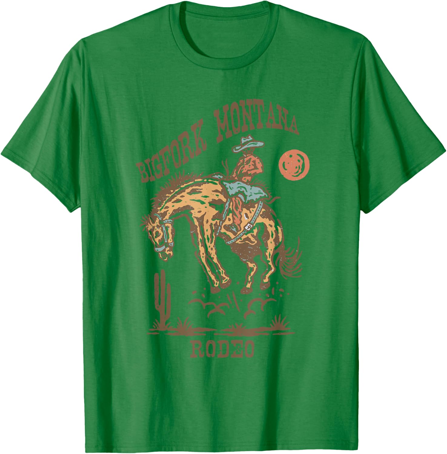 Bigfork Montana Rodeo | Vintage Cowgirl T-Shirt - T-Shirt | Irish Green