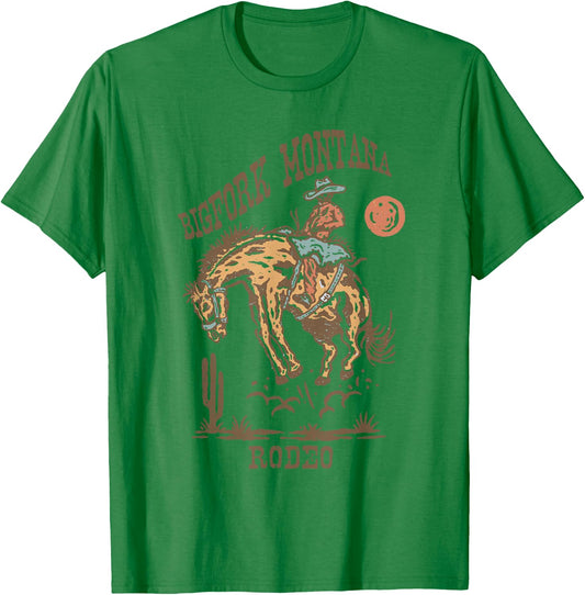 Bigfork Montana Rodeo | Vintage Cowgirl T-Shirt - T-Shirt | Irish Green
