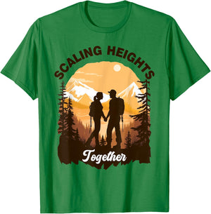 Scaling Heights Together Hiker Love Hike Gear Hiking Couple T-Shirt - T-Shirt | Irish Green