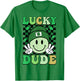Groovy Lucky Dude Shamrock Smile Boys Kids St. Patrick's Day T-Shirt - T-Shirt | Irish Green
