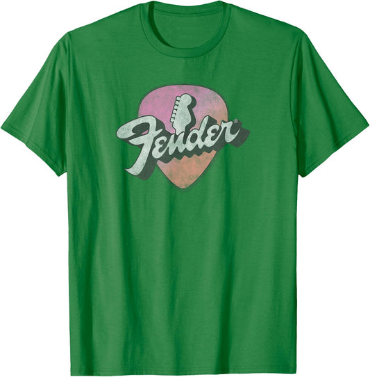 Fender Classic 70's Logo Vintage Guitar Pick T-Shirt - T-Shirt | Irish Green