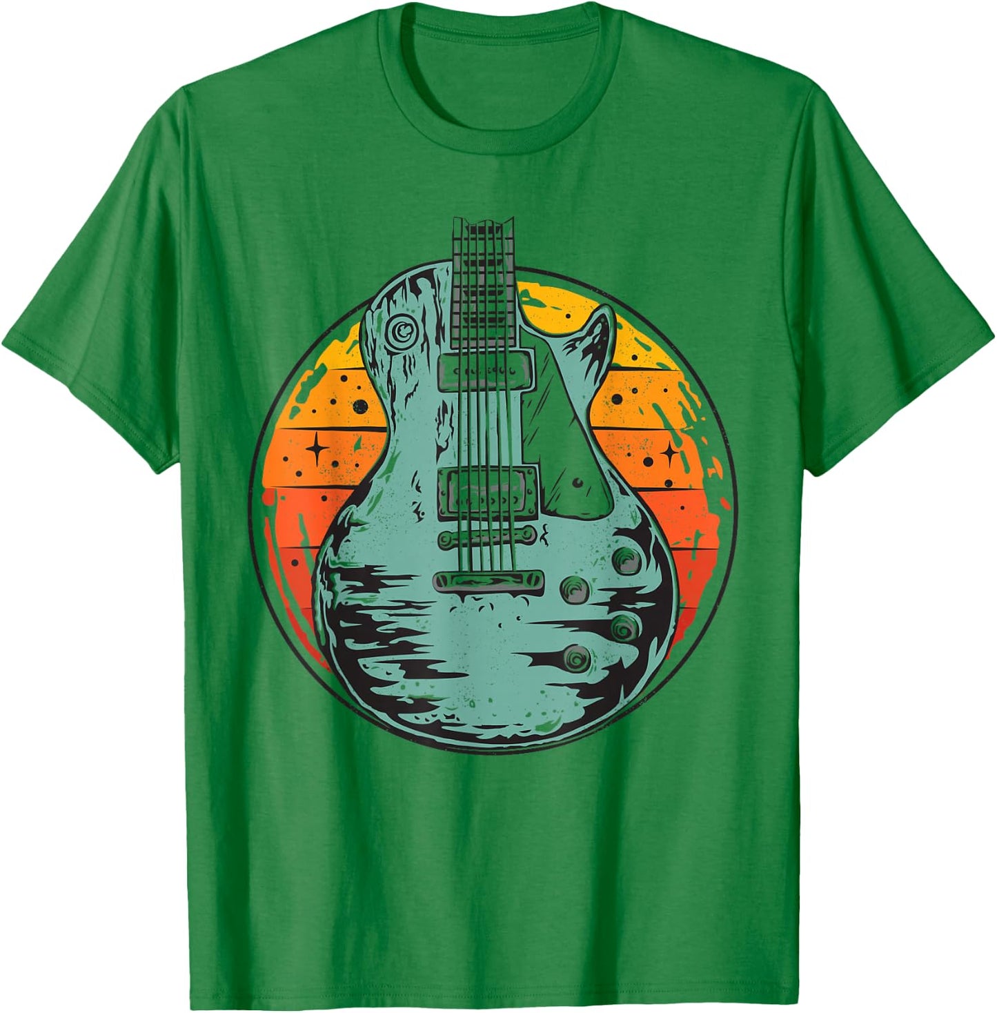 Electric Guitar Retro Sunset Vintage Music Band Guitarist T-Shirt - T-Shirt | Irish Green