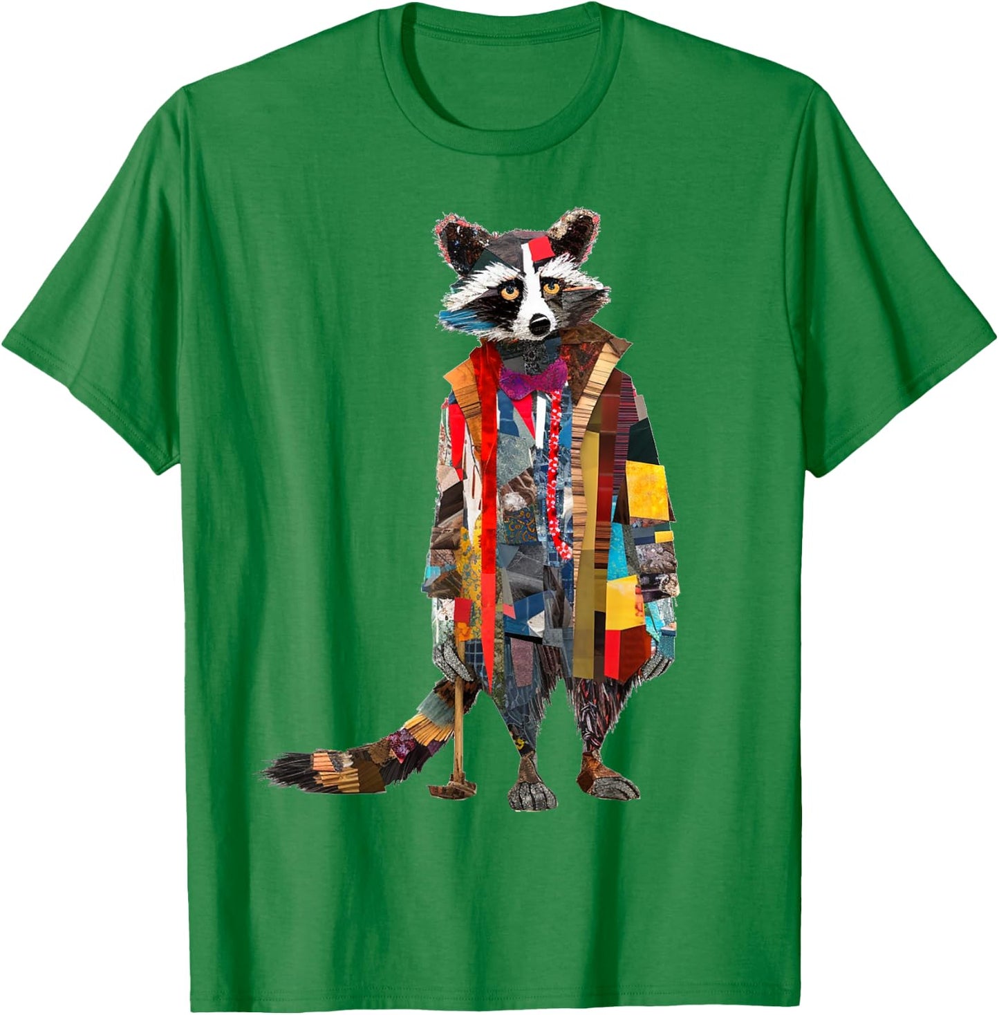 Raccoon Colorful Artwork | Animal Motif Raccoon T-Shirt - T-Shirt | Irish Green