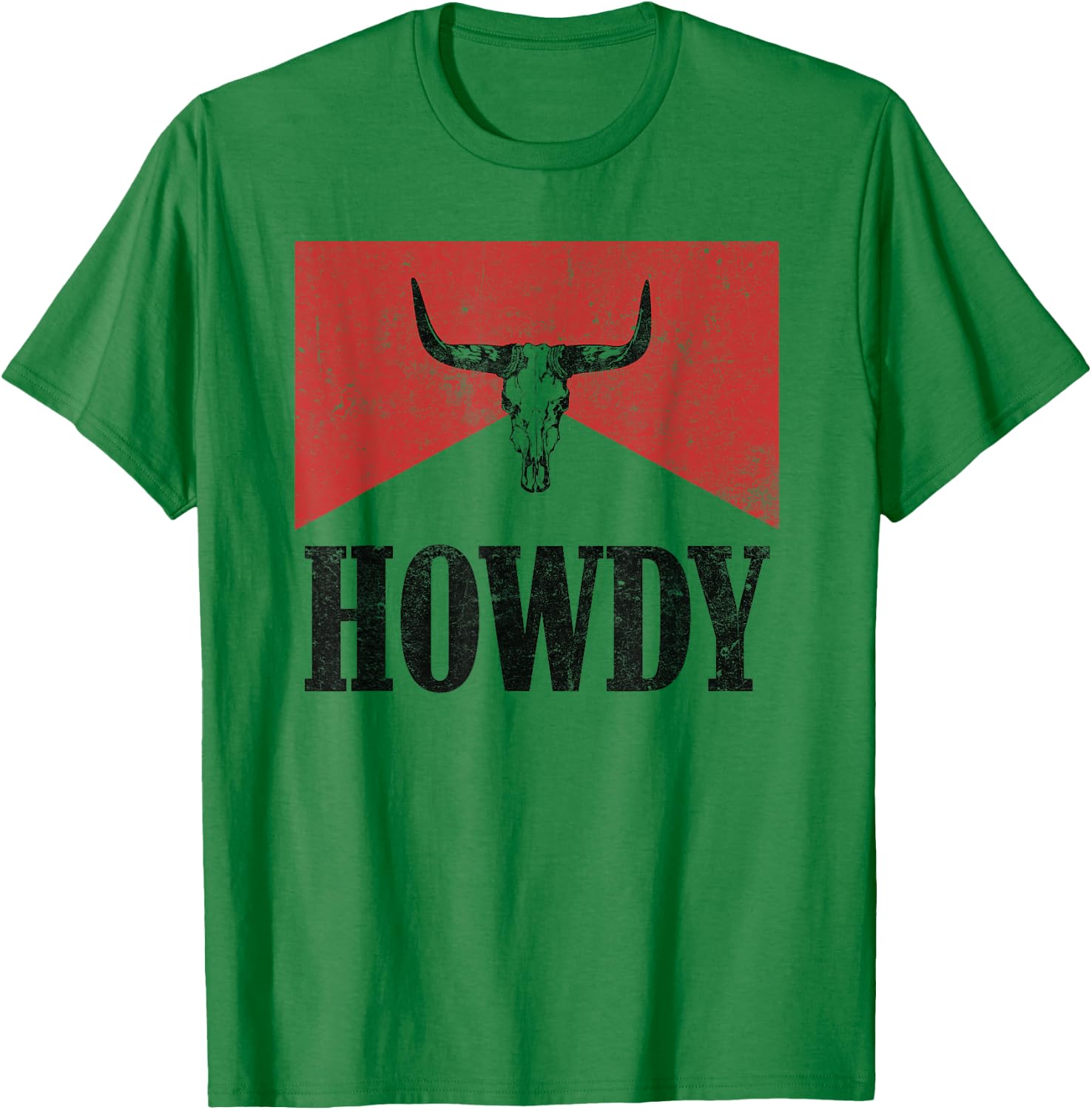Vintage Bull Skull Hey There Howdy Western Country Cowgirl T-Shirt - T-Shirt | Irish Green