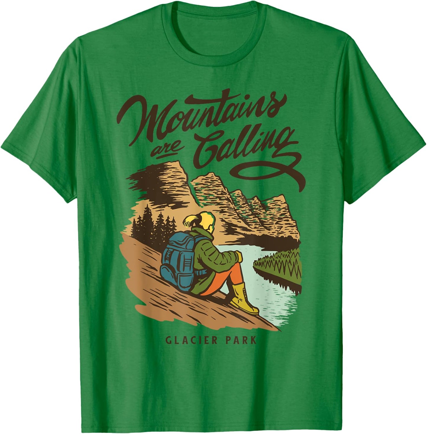 Retro Glacier National Park US Vintage Glacier T-Shirt - T-Shirt | Irish Green