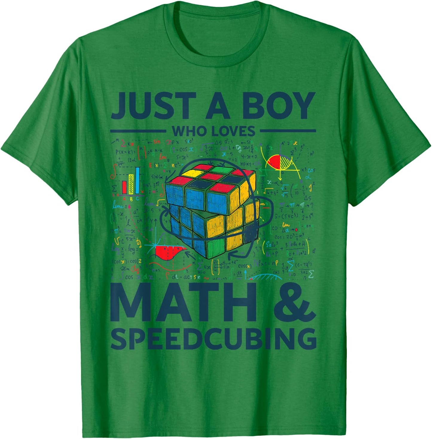 Just A Boy Who Loves Math And Puzzle Cube Funny Puzzle Cube T-Shirt - T-Shirt | Irish Green