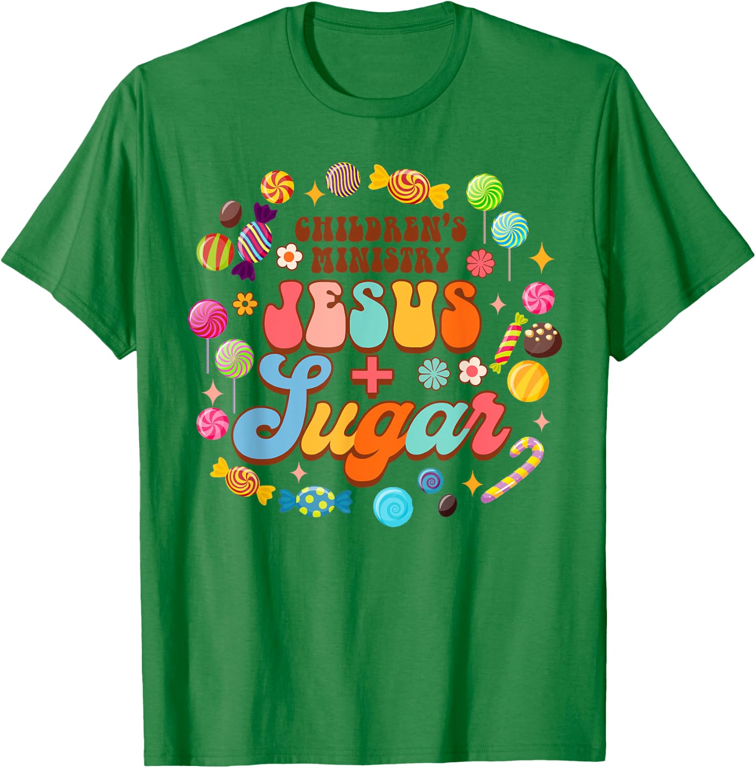 Children's Ministry Funny Children's Ministry Jesus & Sugar T-Shirt - T-Shirt | Irish Green