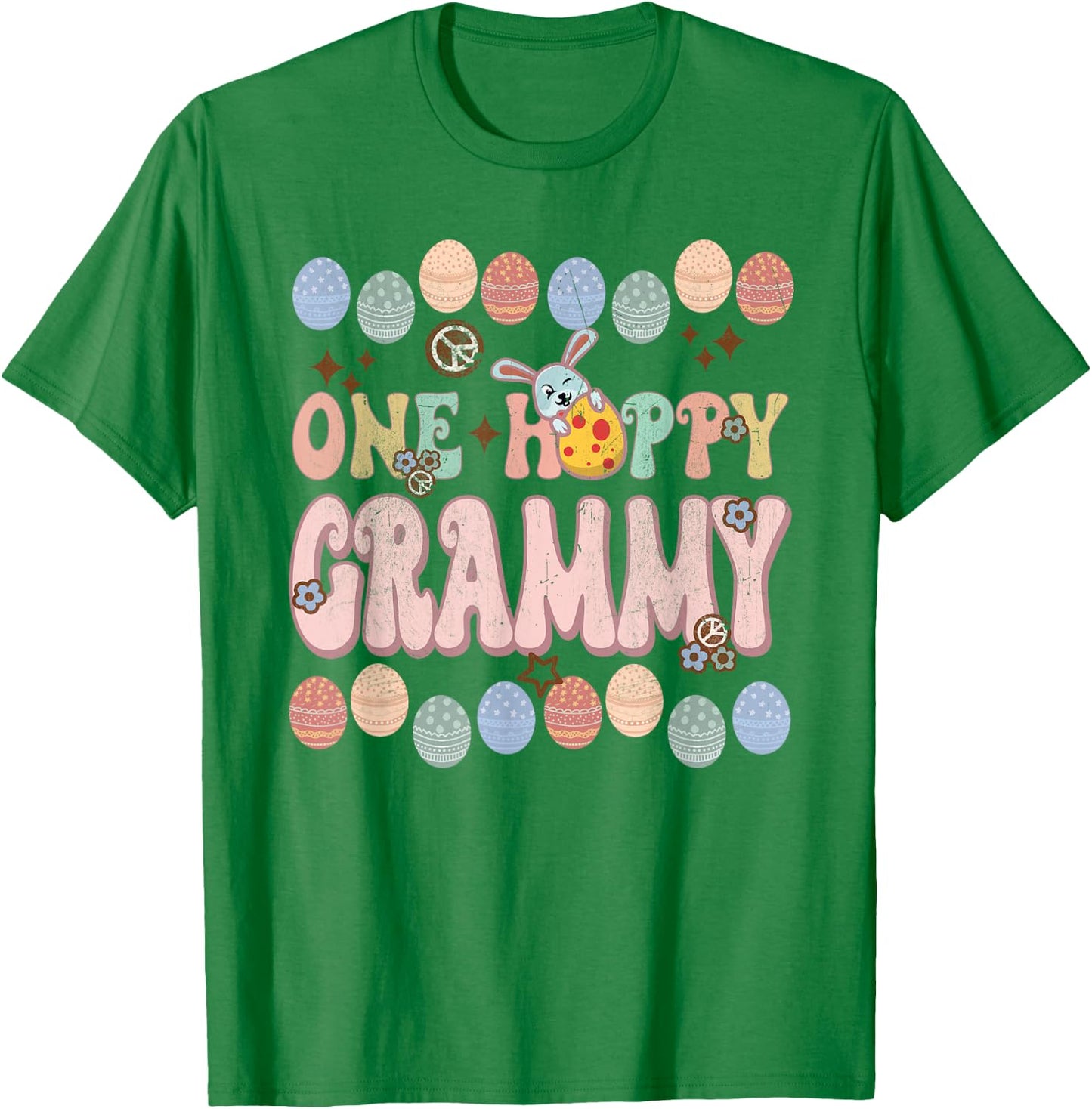 Happy Easter One Hoppy Grammy Funny Groovy Retro Vintage T-Shirt - T-Shirt | Irish Green