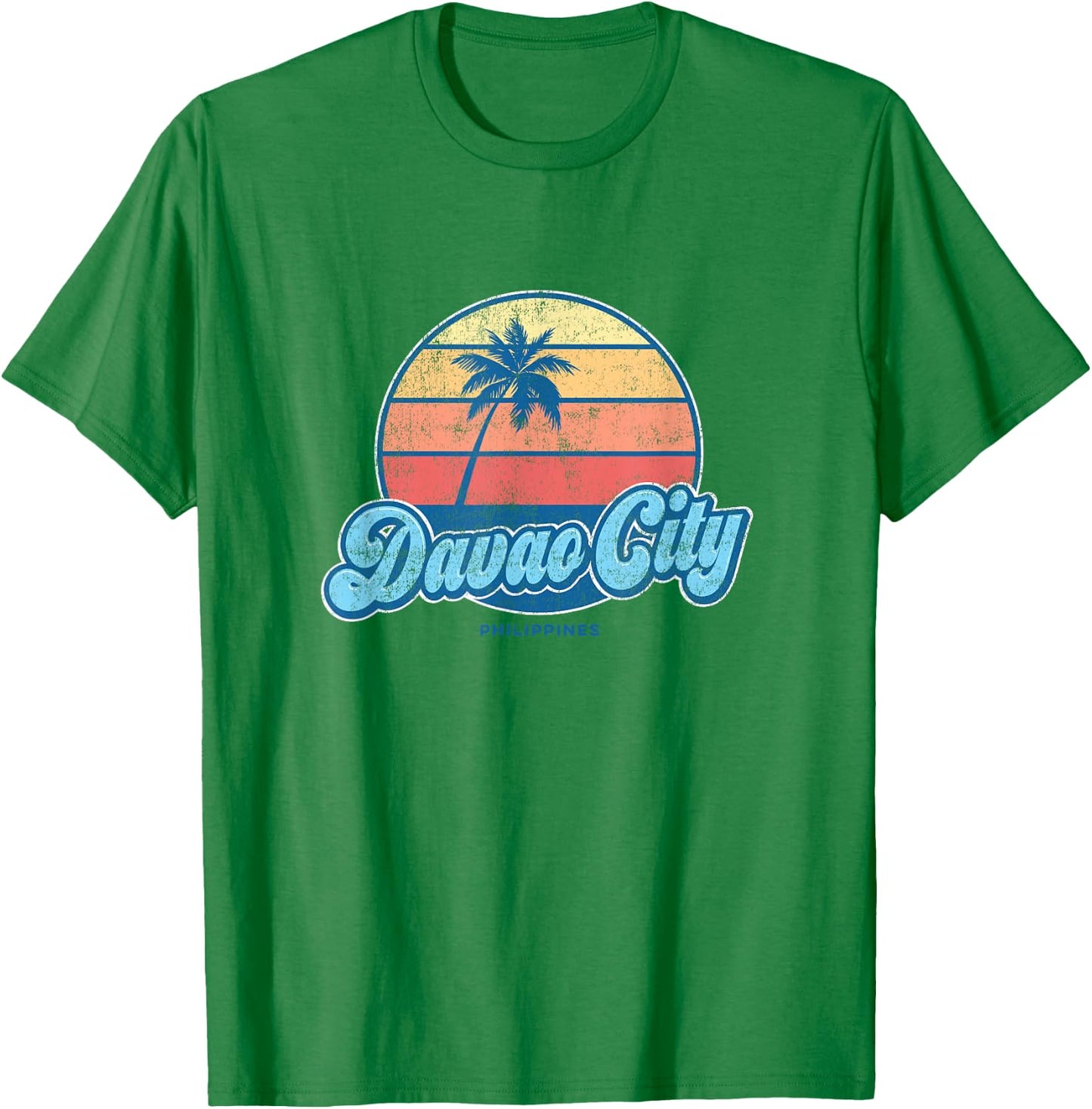 Vintage Davao City Philippines Classic 70s Retro Surfer T-Shirt - T-Shirt | Irish Green