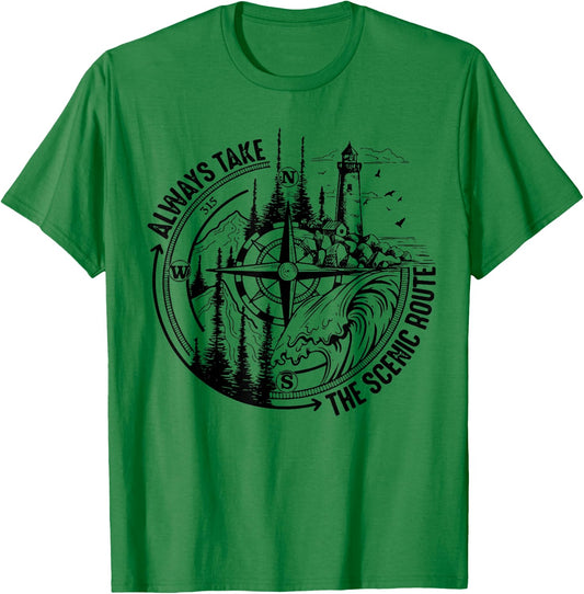 Always Take The Scenic Route T-Shirt - T-Shirt | Irish Green