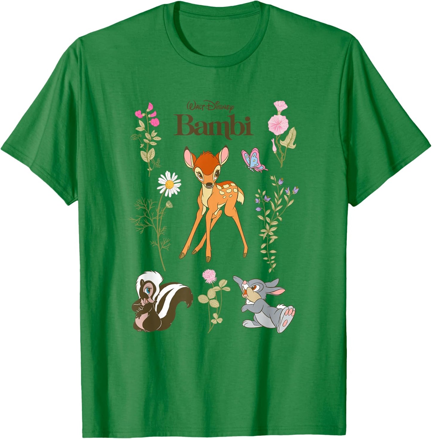 Disney Bambi and Friends Flower Thumper Big Chest Logo T-Shirt - T-Shirt | Irish Green