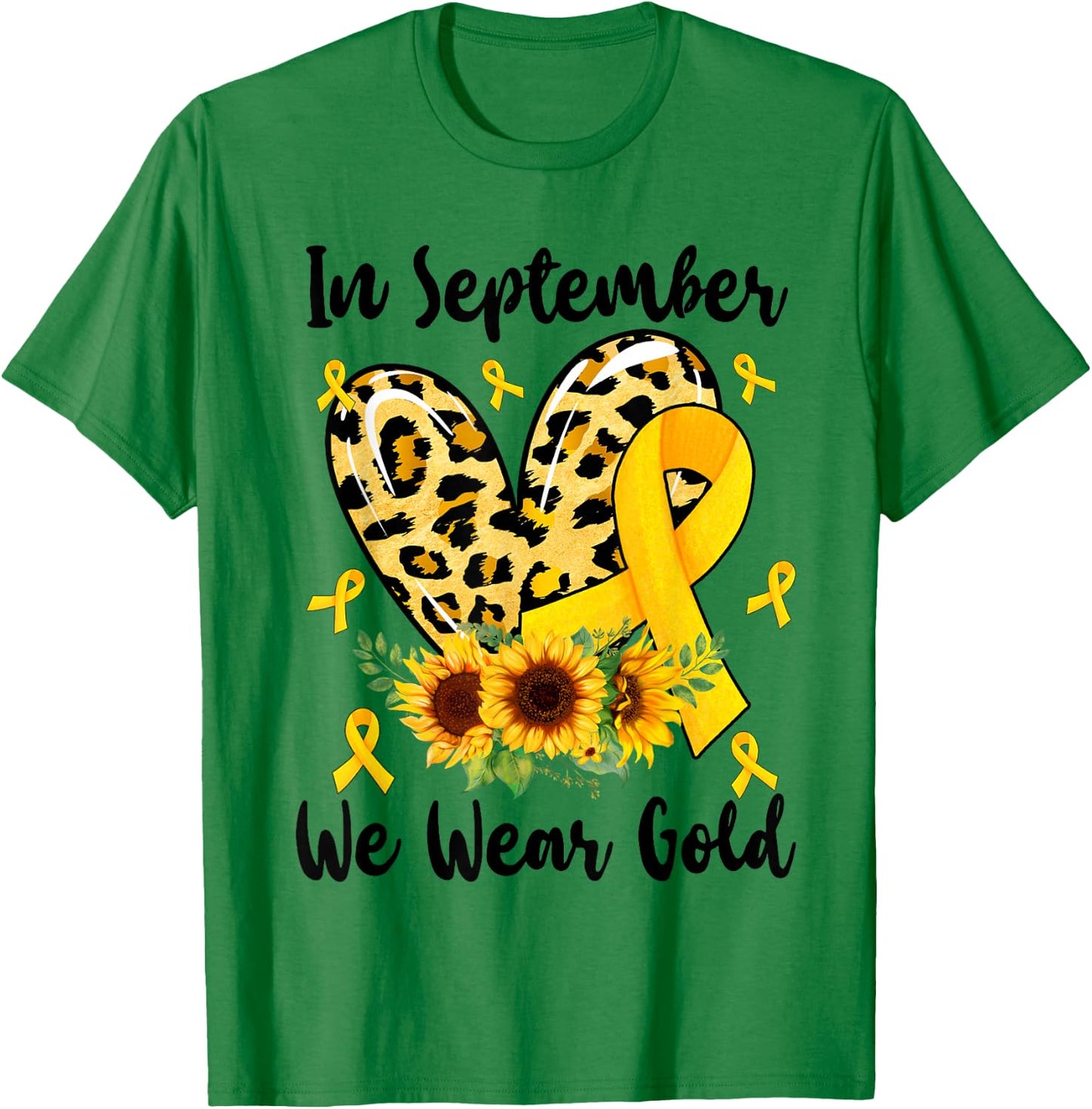 In September We Wear Gold Childhood Cancer Awareness Yellow T-Shirt - T-Shirt | Irish Green