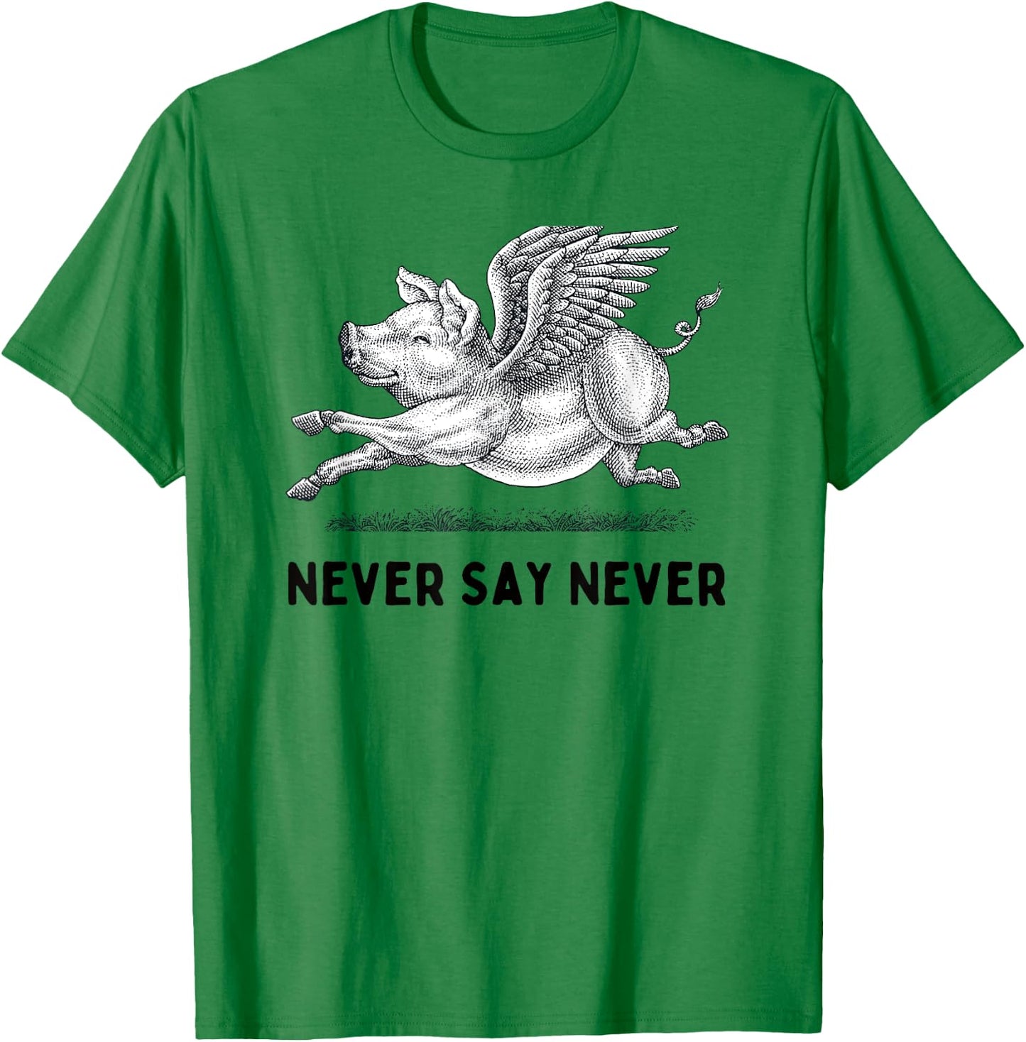 Never Say Never Inspiring Flying Pig Embrace Impossibity T-Shirt - T-Shirt | Irish Green