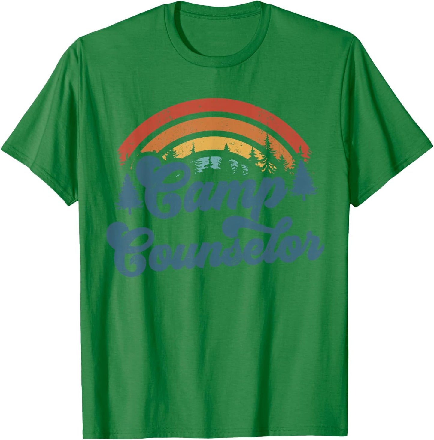 Summer Camp Counselor Staff Groovy Rainbow Camp Counselor T-Shirt - T-Shirt | Irish Green