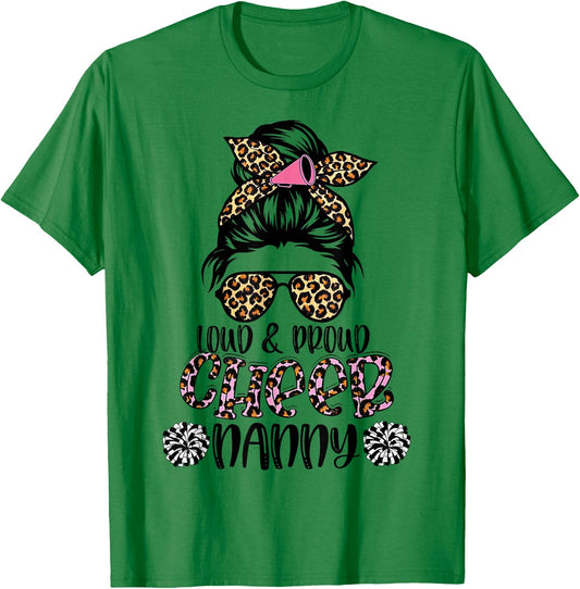 Loud And Proud Cheer Nanny Leopard Mother's Day T-Shirt - T-Shirt | Irish Green