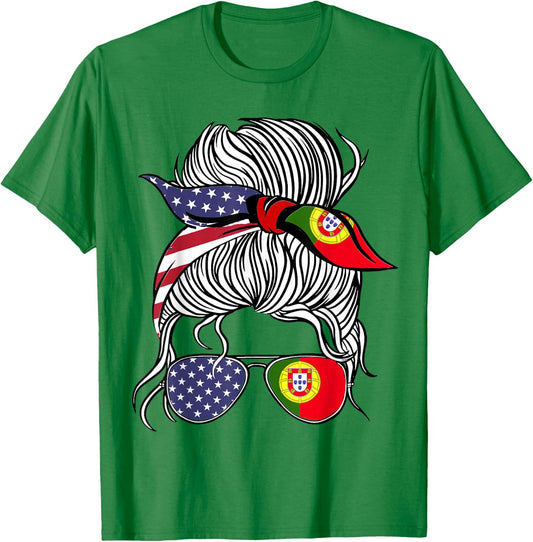 American Portuguese Patriot Flag Women Girl Portugal Grown T-Shirt - T-Shirt | Irish Green