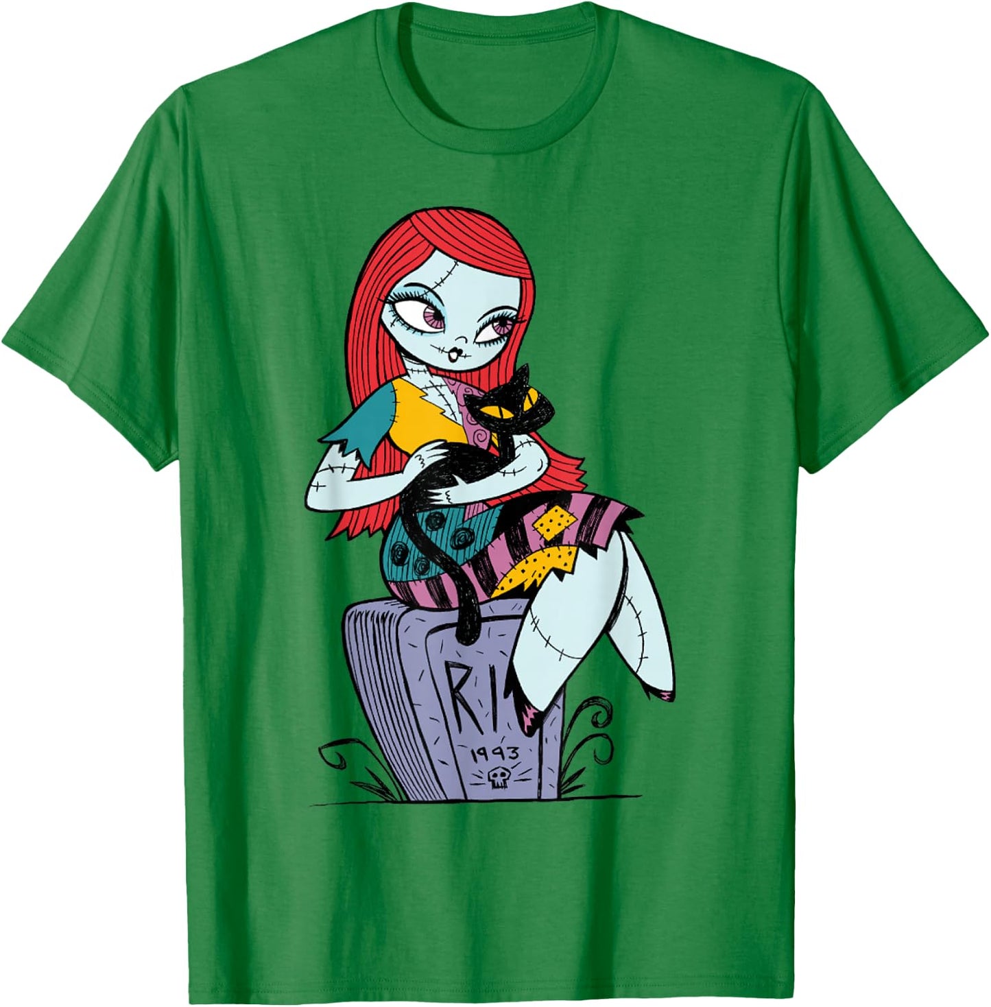 Disney The Nightmare Before Christmas Sally and Cat T-Shirt - T-Shirt | Irish Green