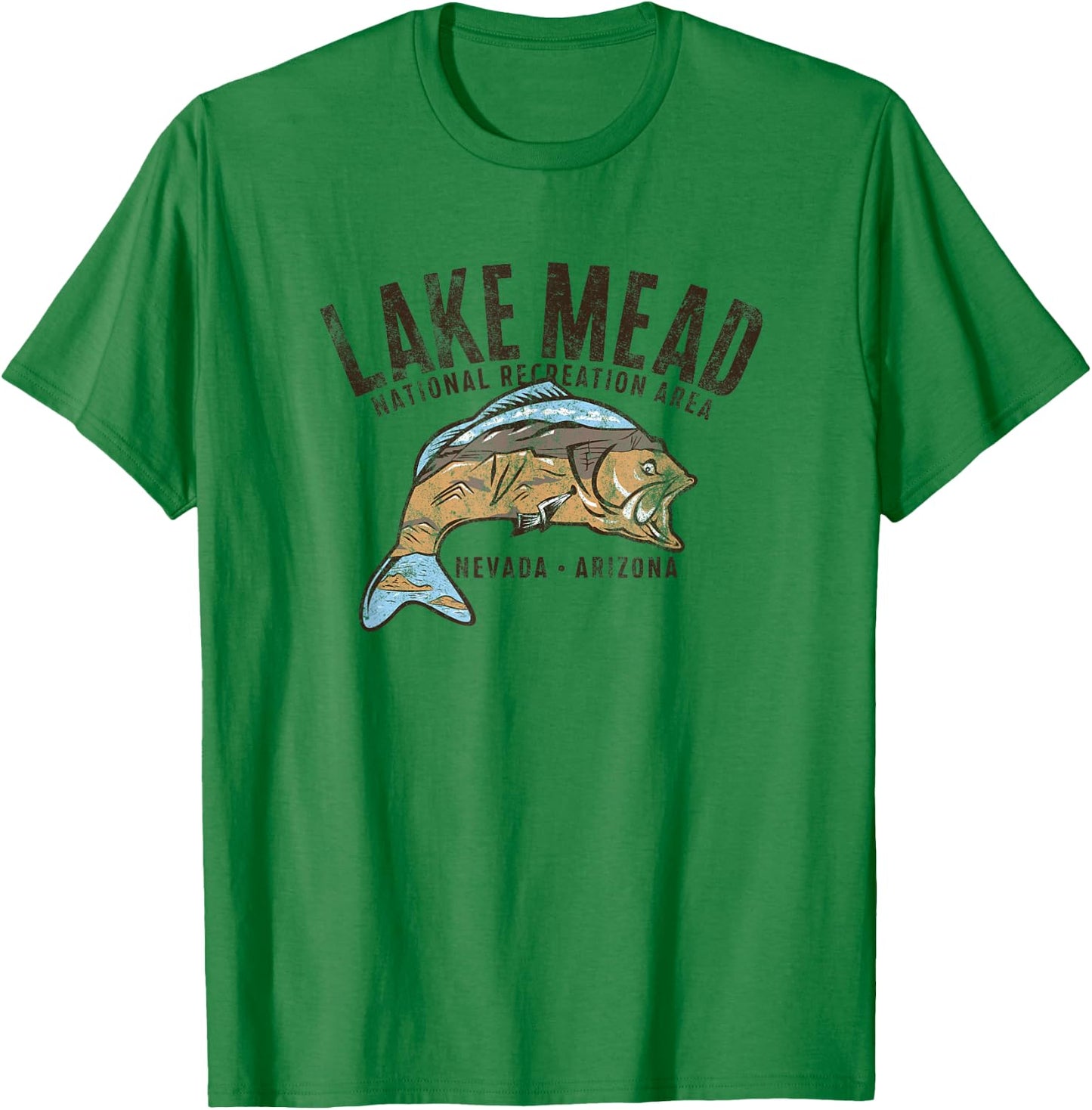 Lake Mead National Recreation Area Retro Fish T-Shirt - T-Shirt | Irish Green