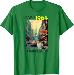 Classic Paris France Travel Lover Poster Style Eiffel Tower T-Shirt - T-Shirt | Irish Green