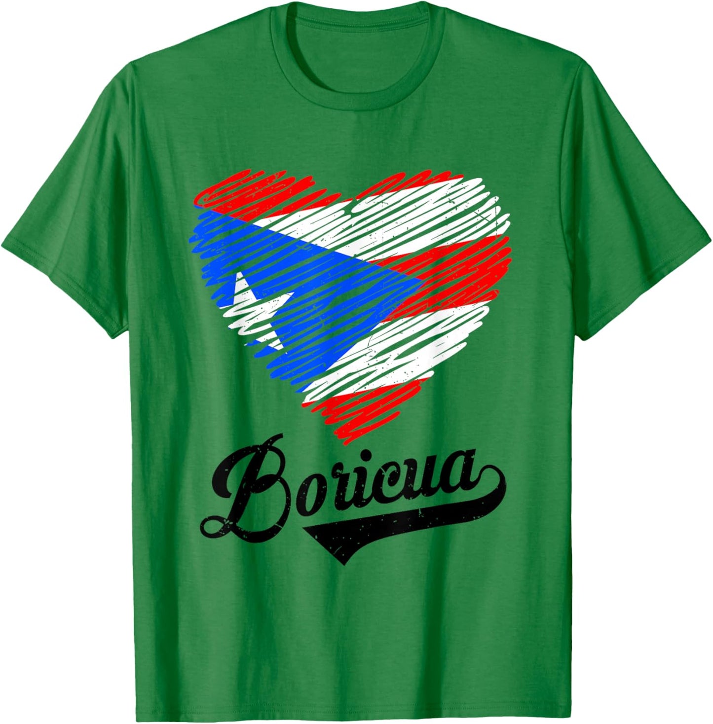 Puerto Rico Flag Heart Boricua Women Rican Hispanic Heritage T-Shirt - T-Shirt | Irish Green