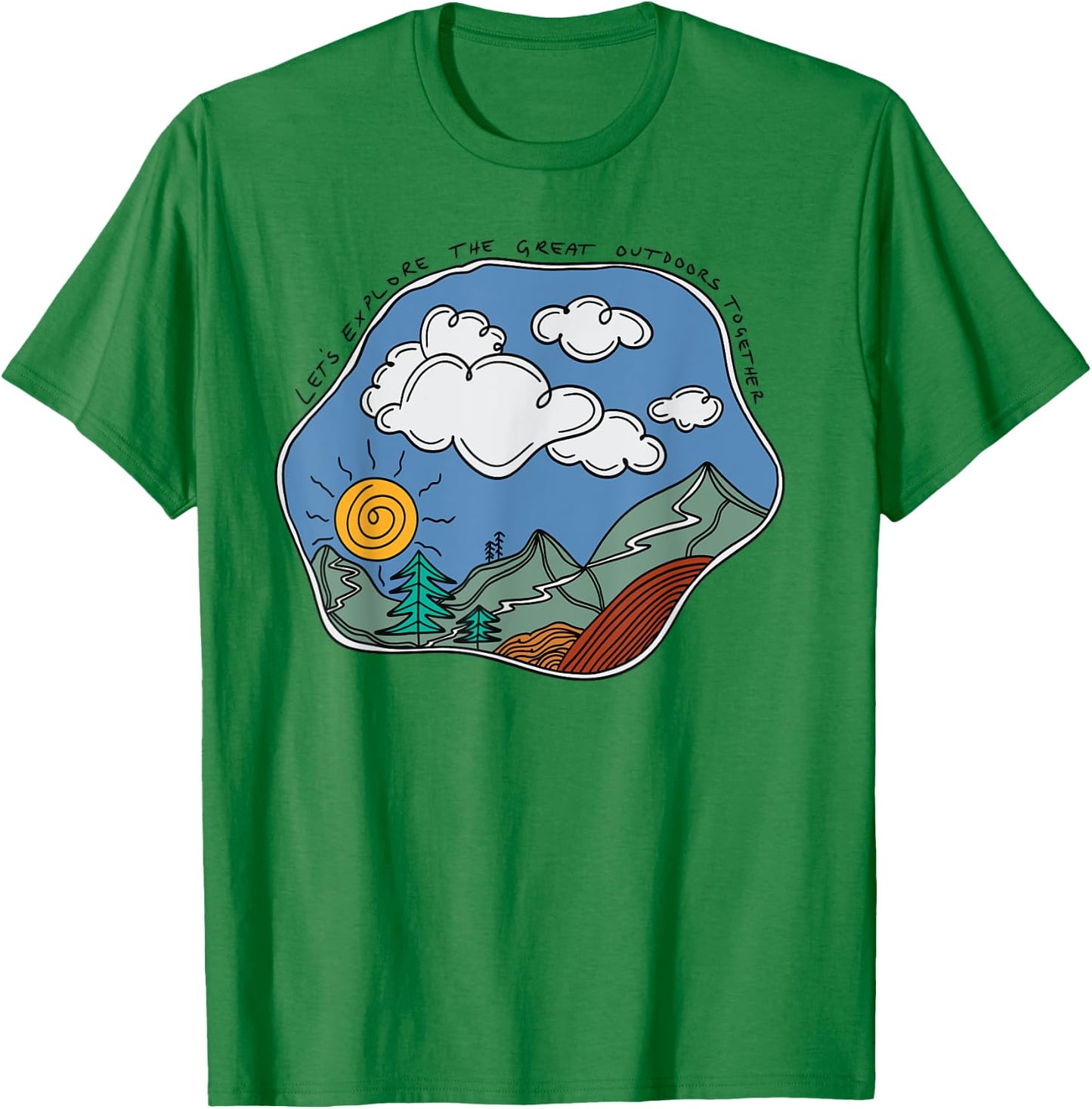 Granola Girl Aesthetic Gorpcore Summer Mountain Nature Retro T-Shirt - T-Shirt | Irish Green