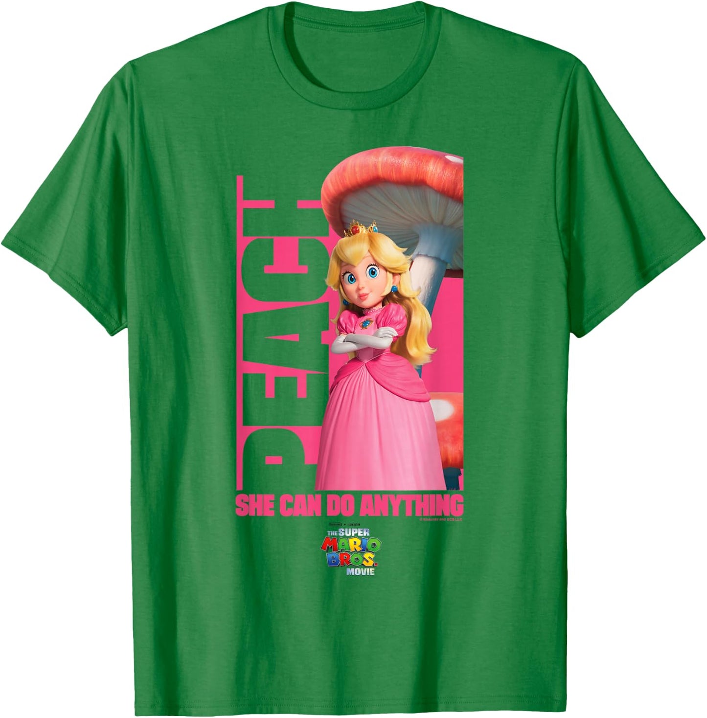 The Super Mario Bros. Movie She Can Do Anything Peach Poster T-Shirt - T-Shirt | Irish Green