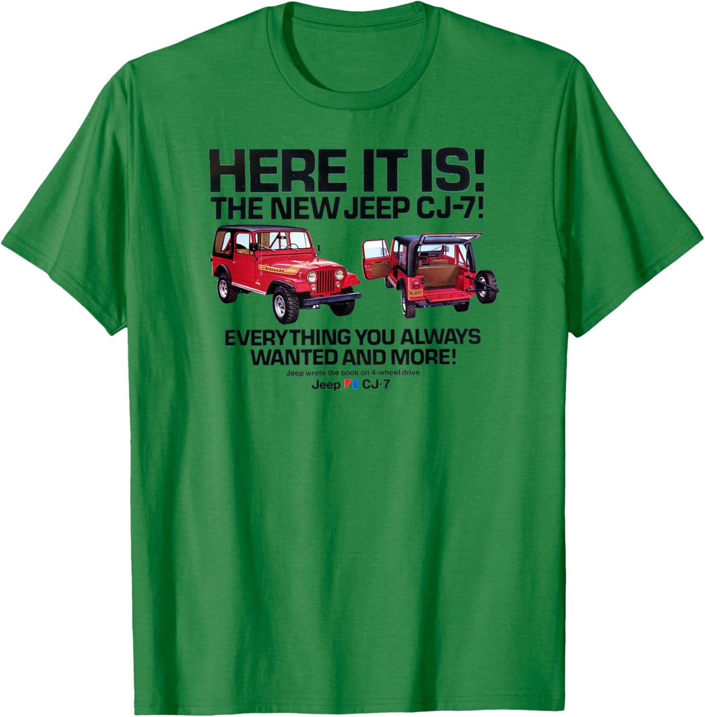 Jeep CJ-7 Vintage Ad T-Shirt - T-Shirt | Irish Green
