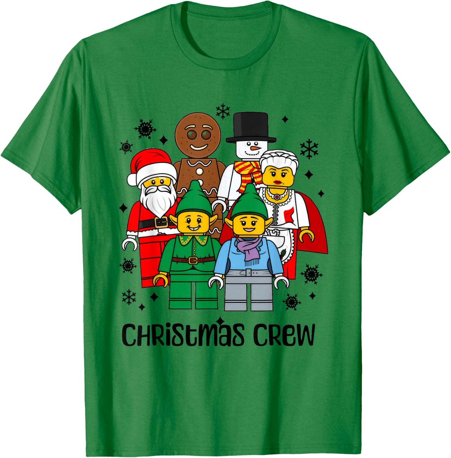 Christmas Building Bricks Santa Snowman Gingerbread Matching T-Shirt - T-Shirt | Irish Green